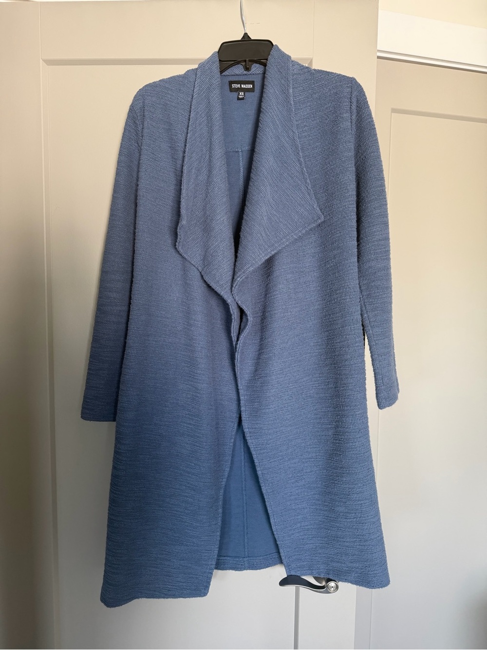 Steve Madden Dusty Blue Open-Front Knit Cardigan Coat